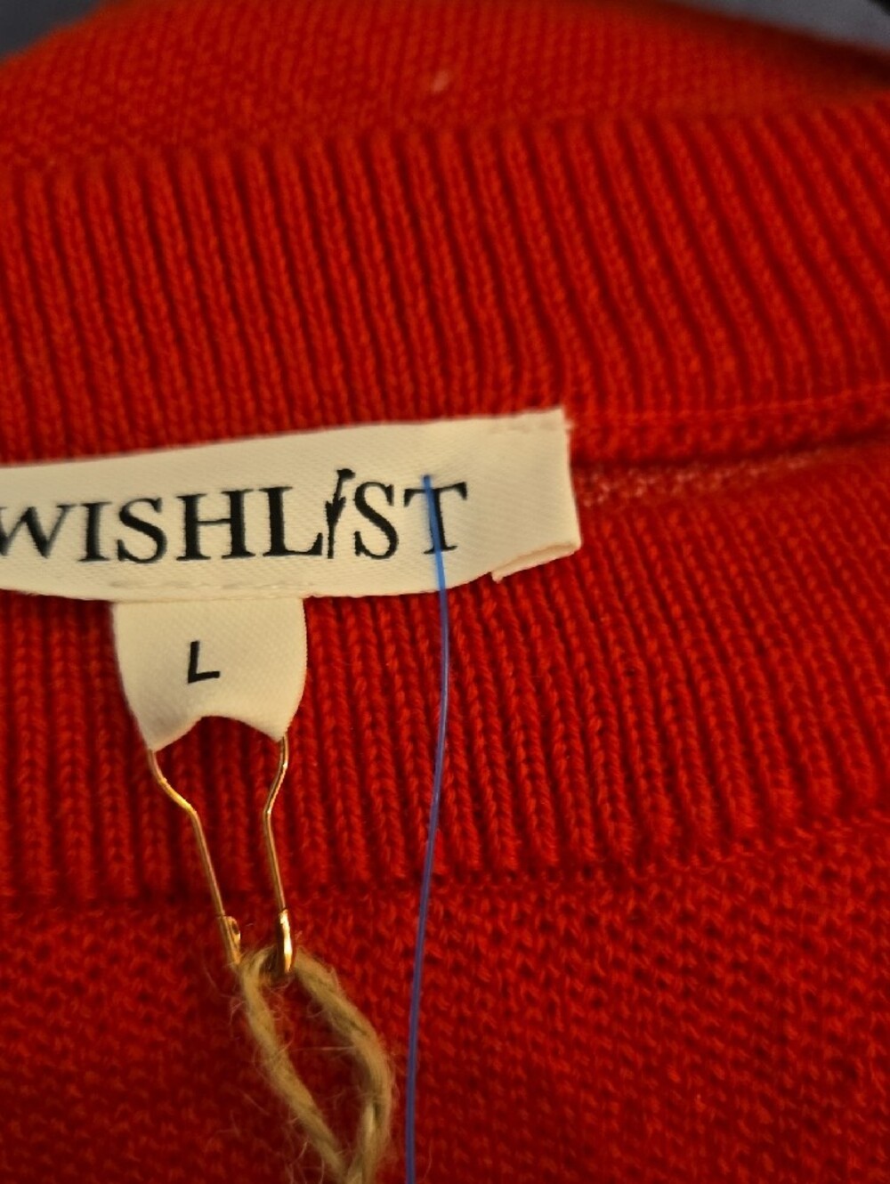 Wishlist Red Crewneck Sweater with Pink Heart Pattern - Picture 2 of 3